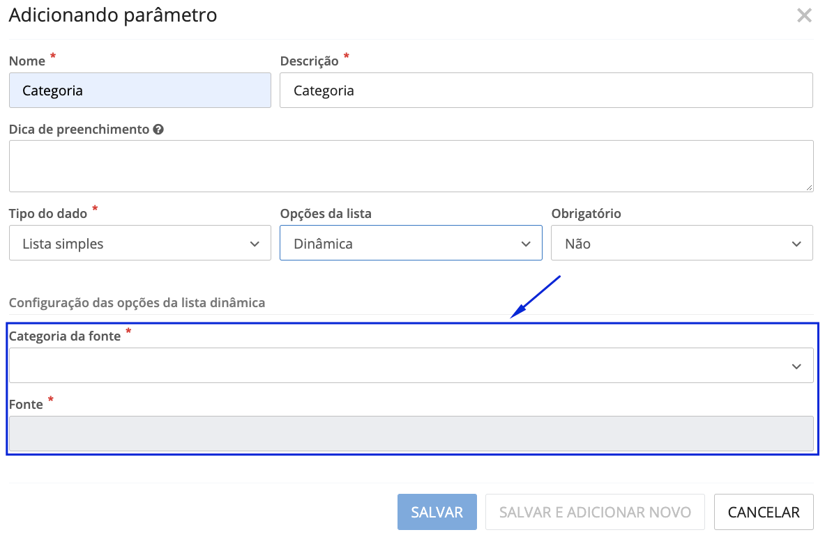 Parâmetros de Execução